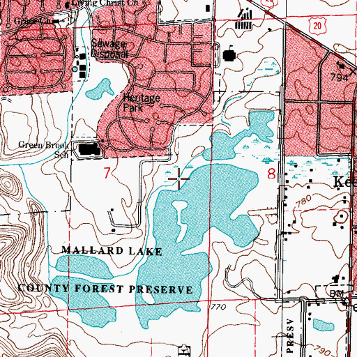 Topographic Map of Mallard Lake County Forest Preserve, IL