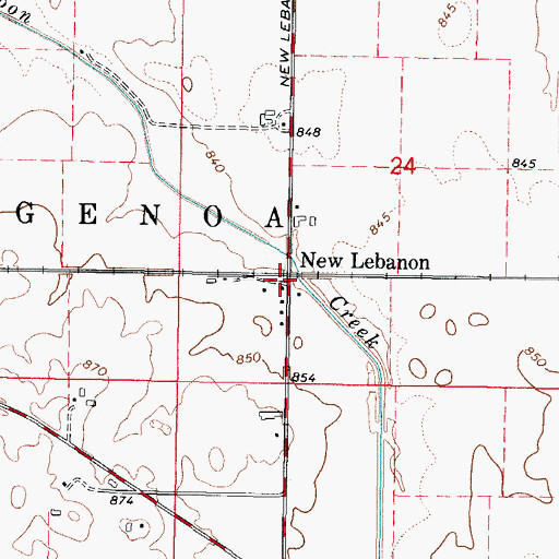 Topographic Map of New Lebanon, IL