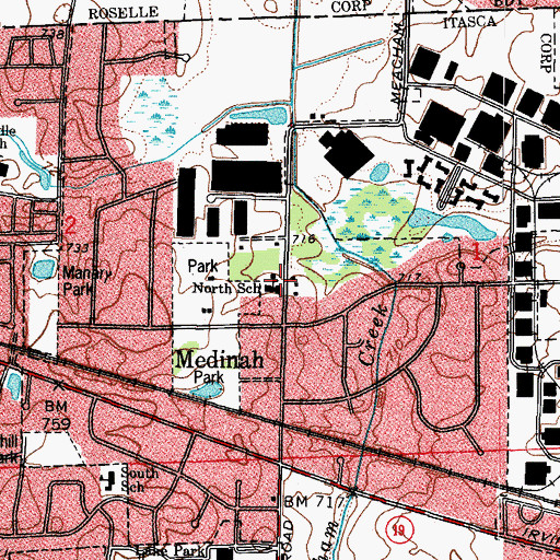 Topographic Map of Medinah Intermediate School, IL