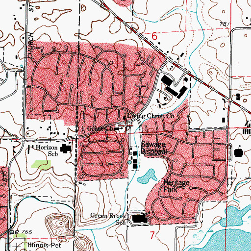 Topographic Map of Old Ontarioville Cemetery, IL