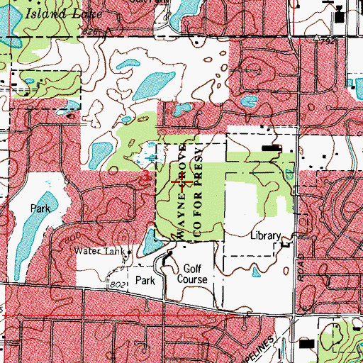 Topographic Map of Wayne Grove County Forest Preserve, IL