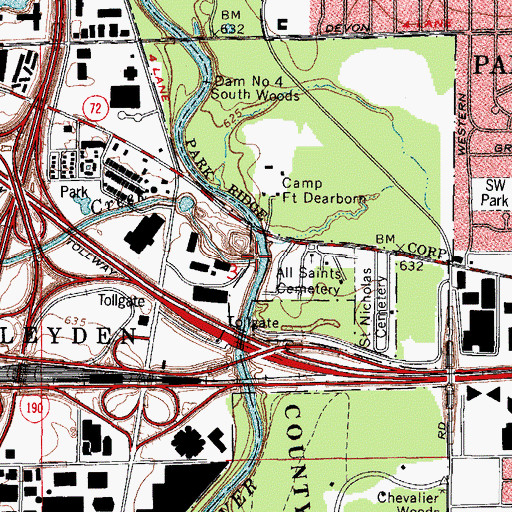 Topographic Map of Willow Creek, IL
