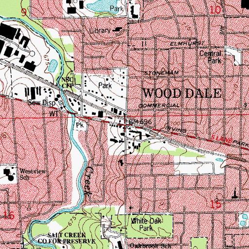 Topographic Map of Wood Dale, IL