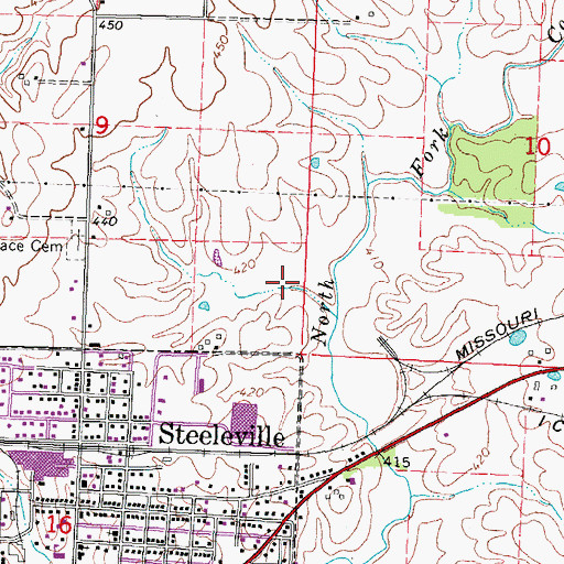 Topographic Map of Steeleville Election Precinct (historical), IL