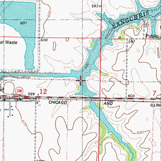 Topographic Map of Sangchris Lake, IL