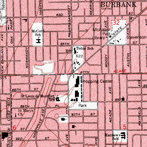 Topographic Map of Burbank, IL