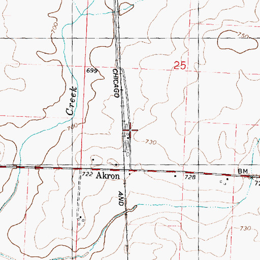Topographic Map of Akron, IL