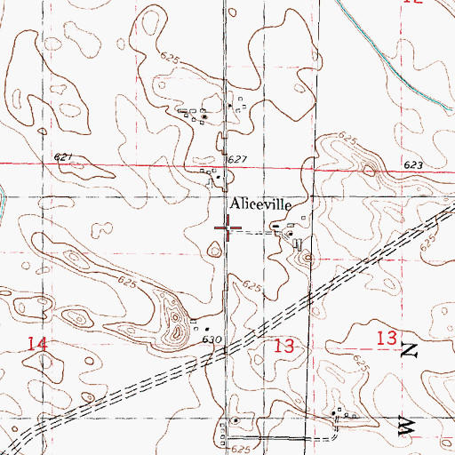 Topographic Map of Aliceville, IL