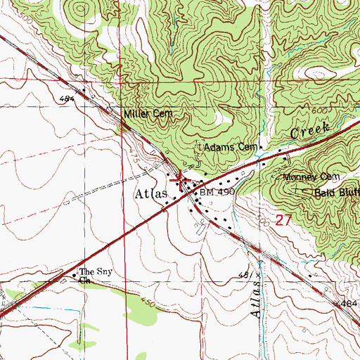 Topographic Map of Atlas, IL