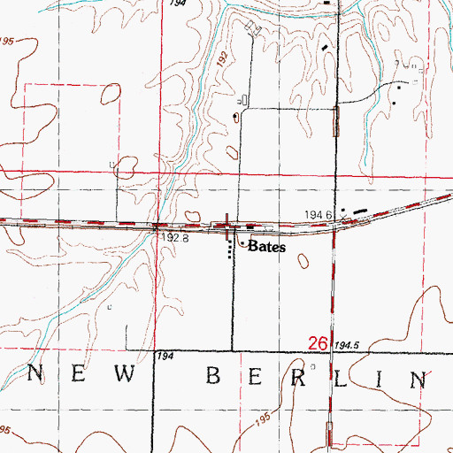 Topographic Map of Bates, IL