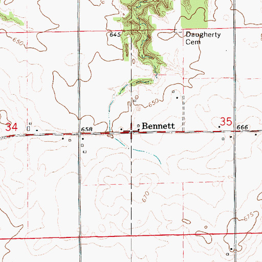 Topographic Map of Bennett, IL
