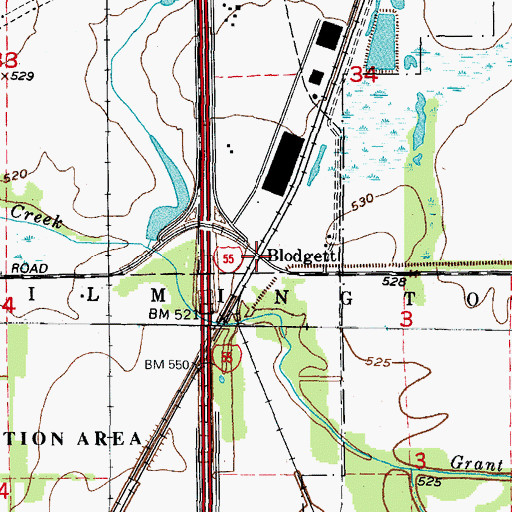 Topographic Map of Blodgett, IL