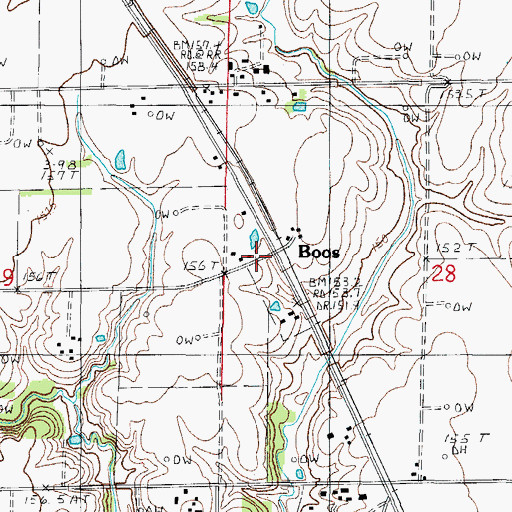 Topographic Map of Boos, IL