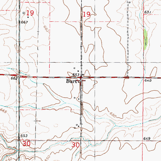 Topographic Map of Burt, IL
