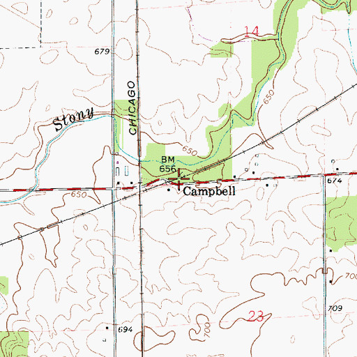 Topographic Map of Campbell, IL