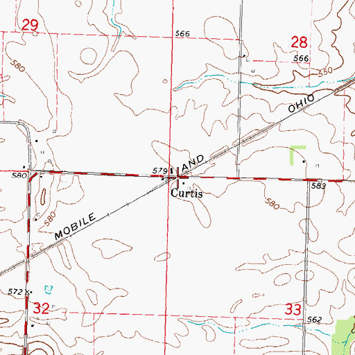 Topographic Map of Curtis, IL