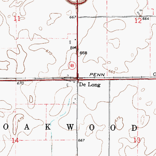Topographic Map of De Long, IL