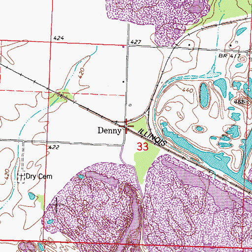 Topographic Map of Denny, IL