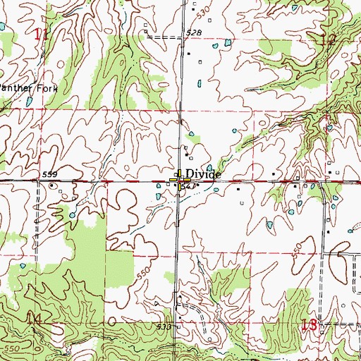 Topographic Map of Divide, IL
