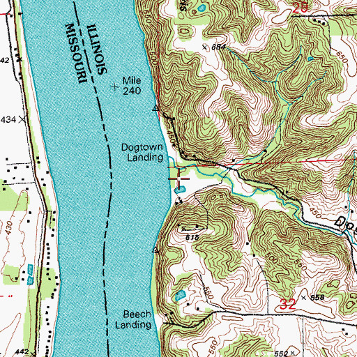 Topographic Map of Dogtown Landing, IL