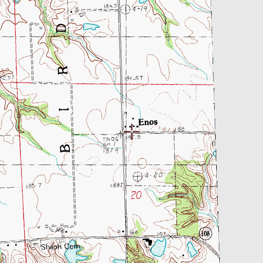 Topographic Map of Enos, IL