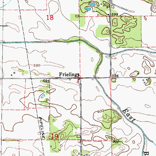 Topographic Map of Frielings, IL
