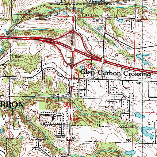 Topographic Map of Glen Carbon Crossing, IL
