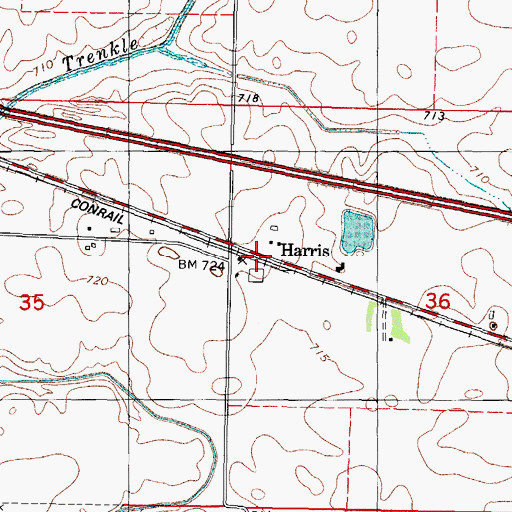 Topographic Map of Harris, IL