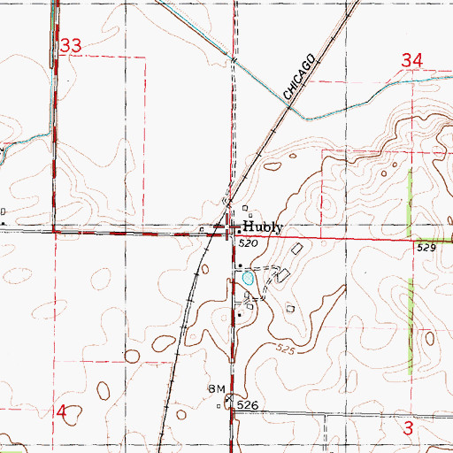Topographic Map of Hubly, IL