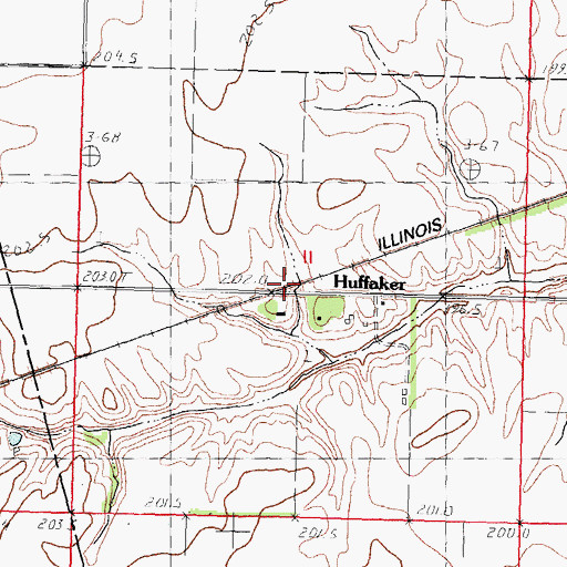 Topographic Map of Huffaker, IL
