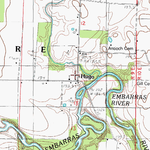 Topographic Map of Hugo, IL