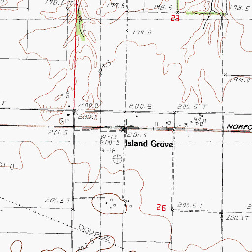 Topographic Map of Island Grove, IL
