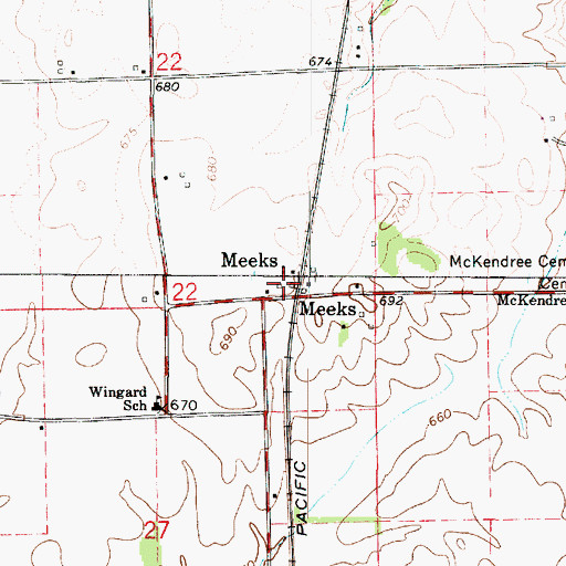 Topographic Map of Meeks, IL
