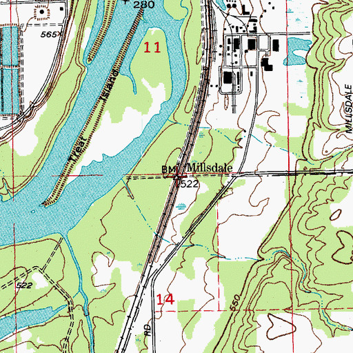 Topographic Map of Millsdale, IL
