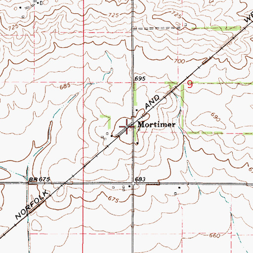 Topographic Map of Mortimer, IL