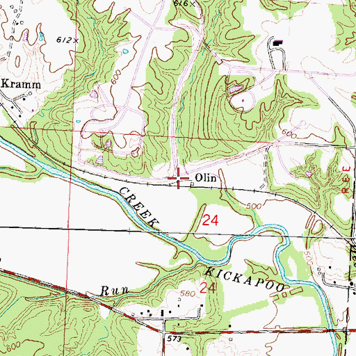 Topographic Map of Olin, IL