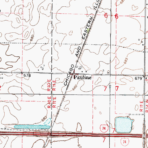 Topographic Map of Pauline, IL