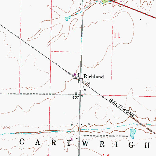 Topographic Map of Richland, IL
