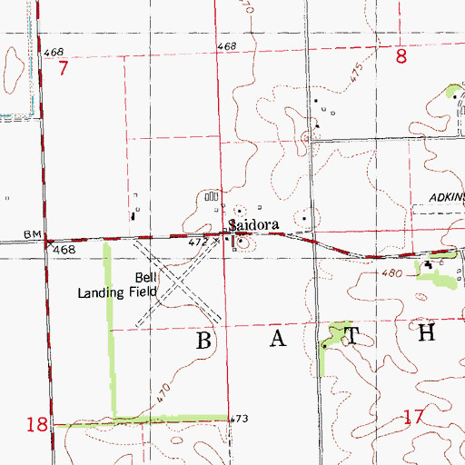 Topographic Map of Saidora, IL