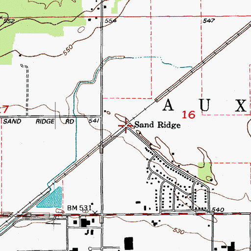 Topographic Map of Sand Ridge, IL