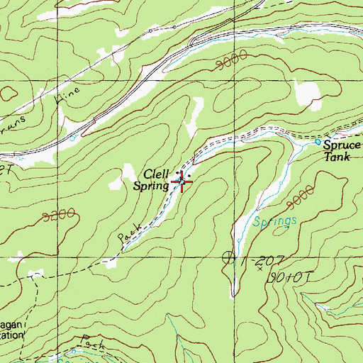 Topographic Map of Clell Spring, AZ