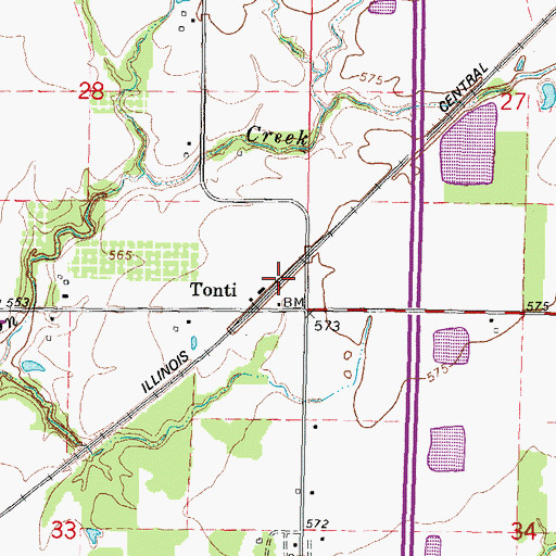 Topographic Map of Tonti, IL