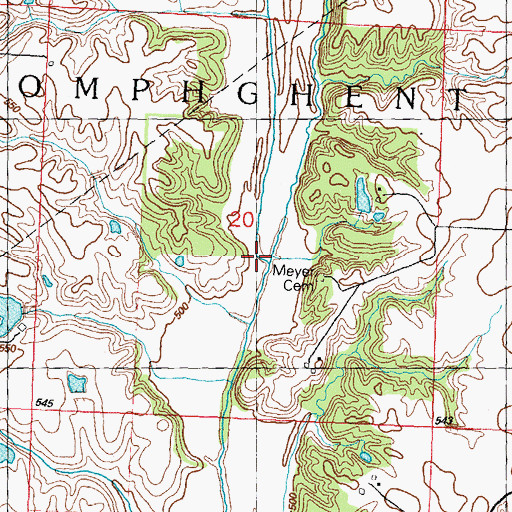 Topographic Map of East Fork Sherry Creek, IL