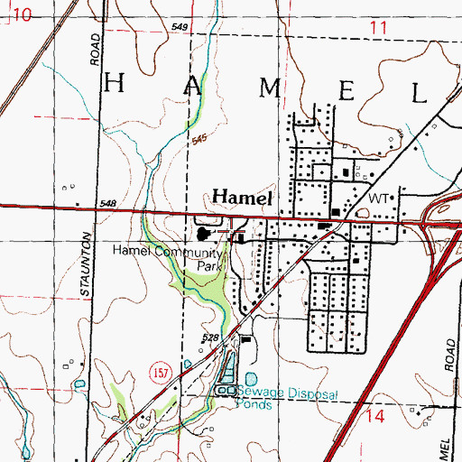Topographic Map of Hamel Community Park, IL