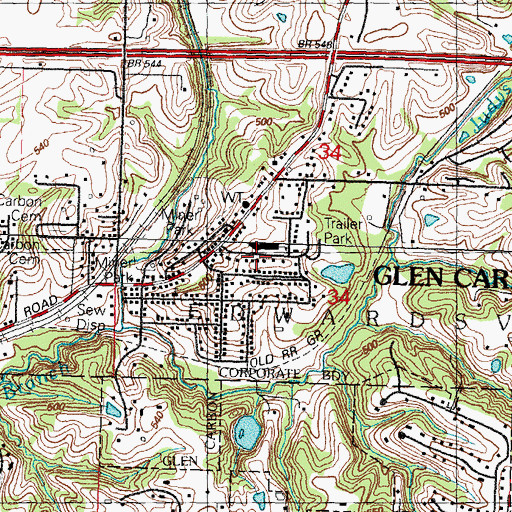 Topographic Map of Glen Carbon School, IL