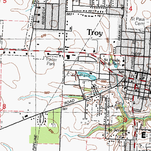 Topographic Map of Troy City Park, IL
