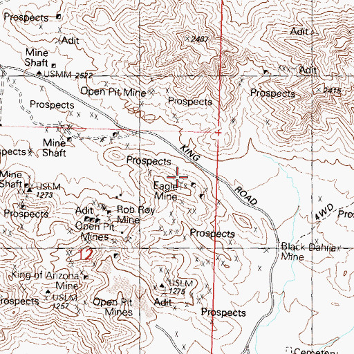 Topographic Map of Eagle Mine, AZ