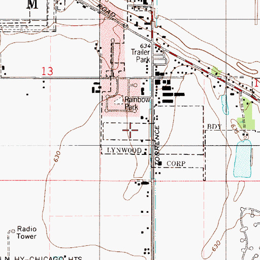 Topographic Map of Rainbow Park, IL