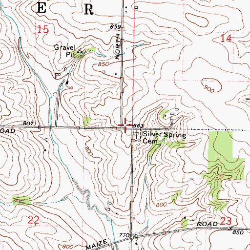 Topographic Map of Silver Spring School (historical), IL