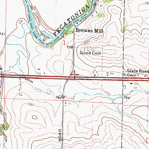 Topographic Map of State Road Church (historical), IL